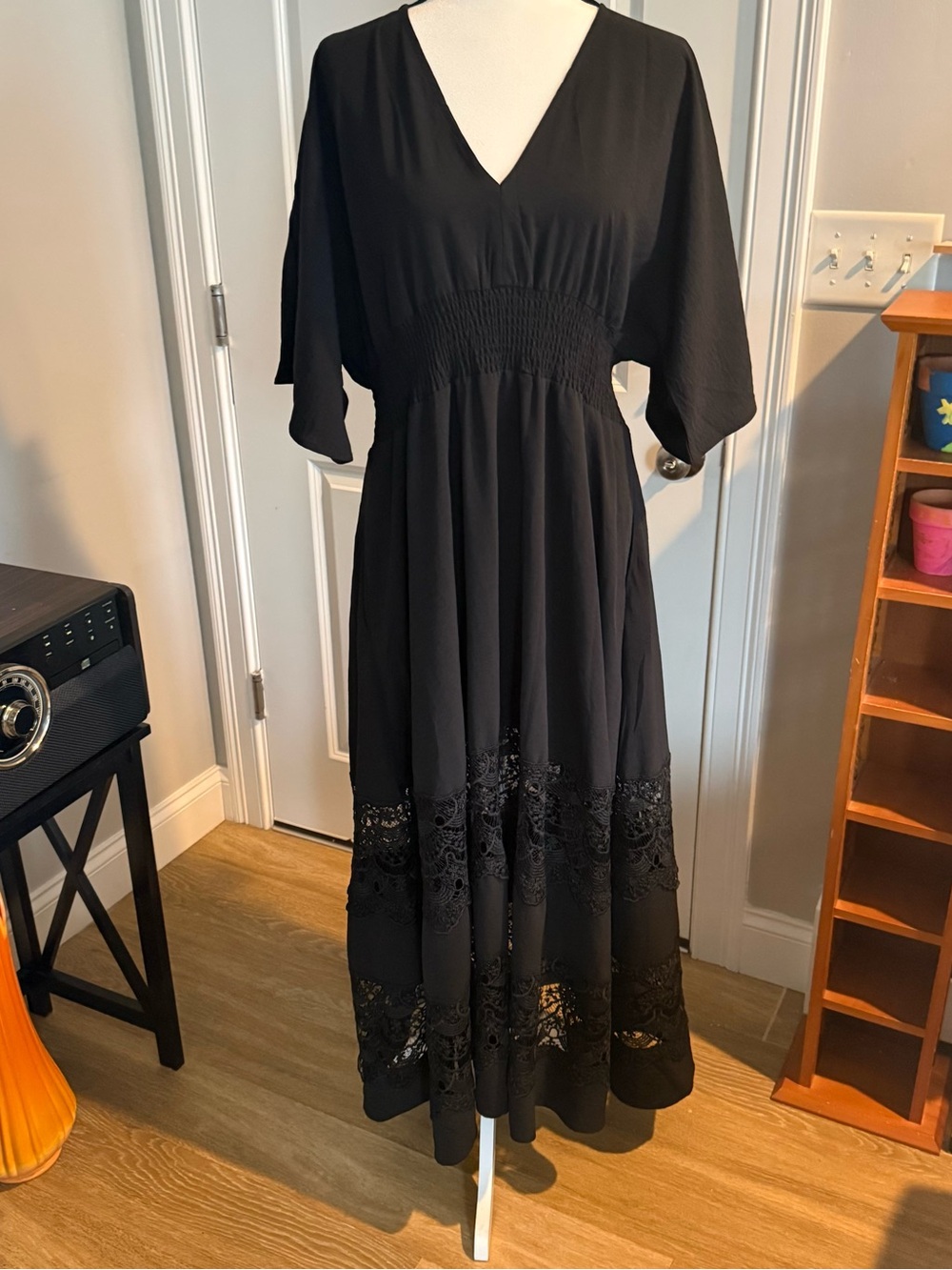 Olaesa V-Neck Lace Smocked Waist Boho Maxi Dress - Picture 9 of 15